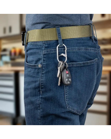 Mousqueton à double chambre G-Series noir taille 4 Nite Ize, en acier inoxydable, idéal pour sécuriser clés et accessoires.