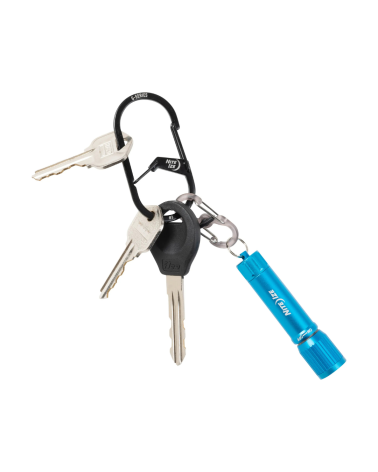 Mousqueton à double chambre G-Series noir taille 4 Nite Ize, en acier inoxydable, idéal pour sécuriser clés et accessoires.