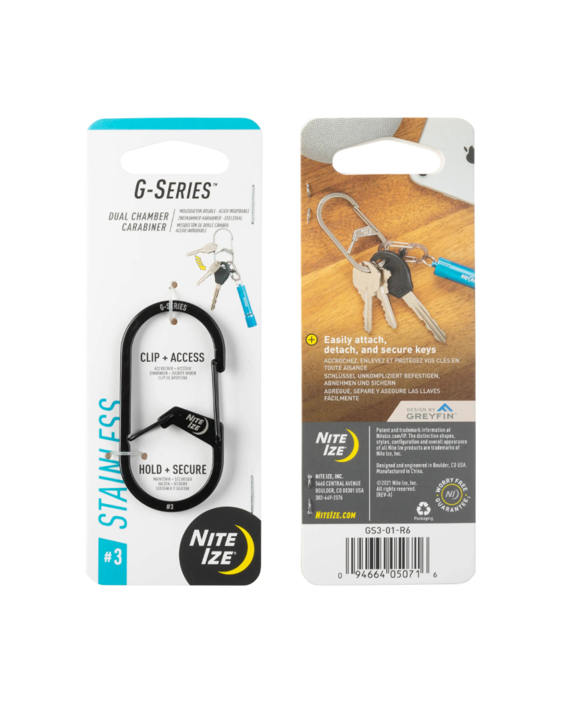 MOUSQUETON À DOUBLE CHAMBRE G-SERIES NOIR TAILLE 3 - NITE IZE MOUSQUETON À DOUBLE CHAMBRE G-SERIES NOIR TAILLE 3 - NITE IZE