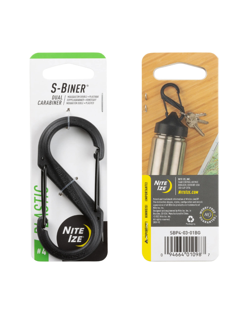 MOUSQUETON DOUBLE EN PLASTIQUE S-BINER NOIR TAILLE 4 - NITE IZE MOUSQUETON DOUBLE EN PLASTIQUE S-BINER NOIR TAILLE 4 - NITE IZE