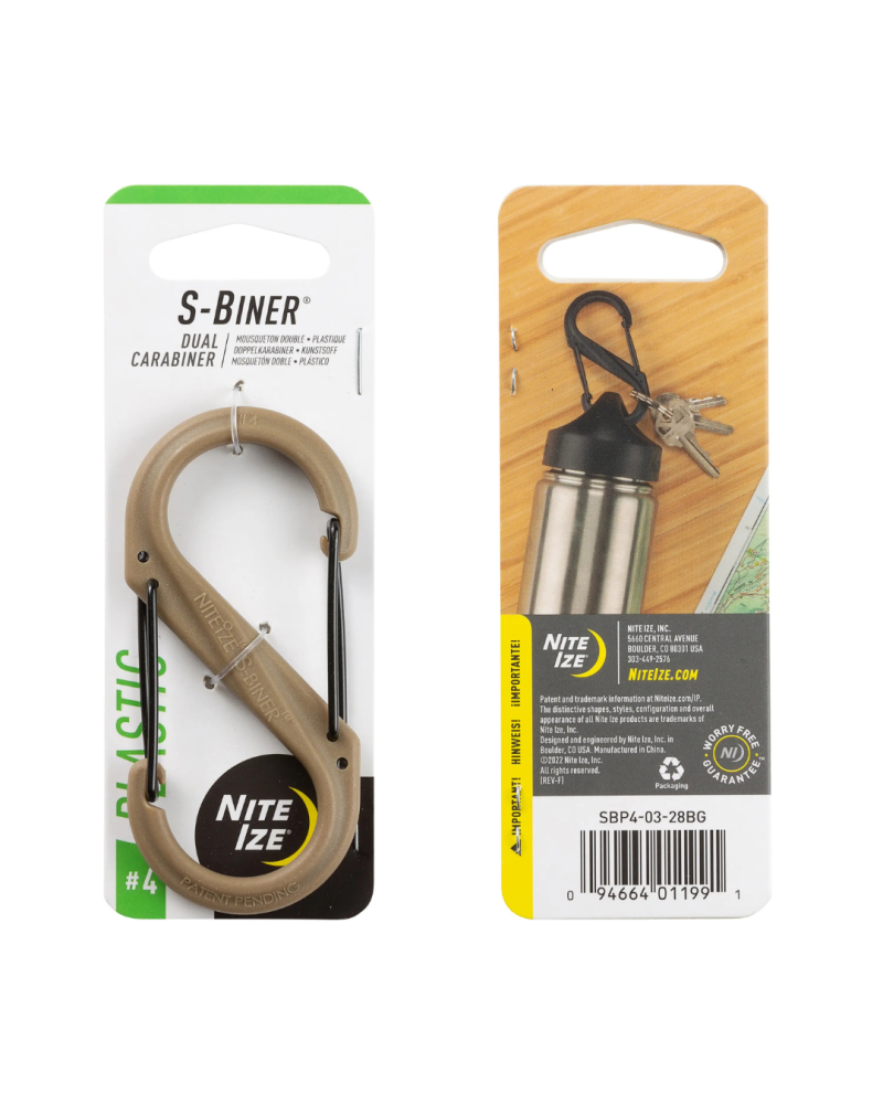 MOUSQUETON DOUBLE EN PLASTIQUE S-BINER COYOTE TAILLE 4 - NITE IZE MOUSQUETON DOUBLE EN PLASTIQUE S-BINER COYOTE TAILLE 4 - NITE IZE