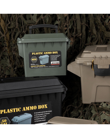 Boîte à munitions en plastique mini Fosco noire, étanche et robuste pour munitions et accessoires tactiques Boîte à munitions en plastique mini Fosco noire, étanche et robuste pour munitions et accessoires tactiques