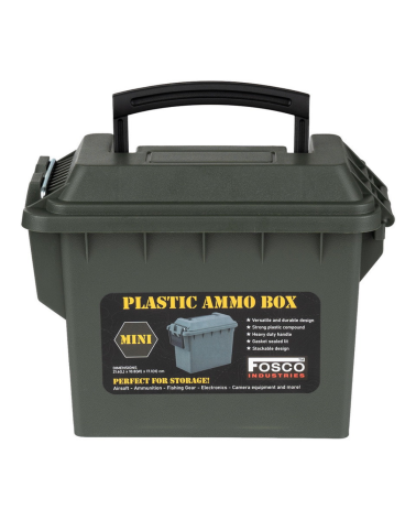 Boîte à munitions en plastique mini Fosco noire, étanche et robuste pour munitions et accessoires tactiques