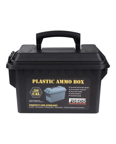 Boîte à munitions en plastique .50 Cal Fosco noire, étanche, empilable et robuste pour munitions et accessoires tactiques