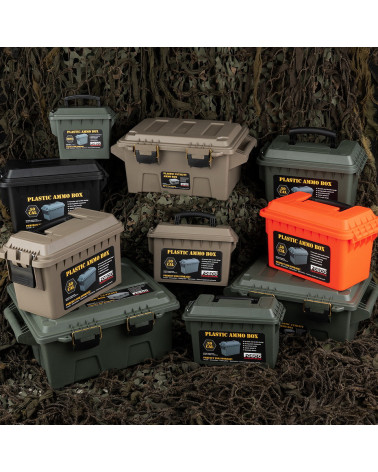 Boîte à munitions en plastique .50 Cal Fosco noire, étanche, empilable et robuste pour munitions et accessoires tactiques