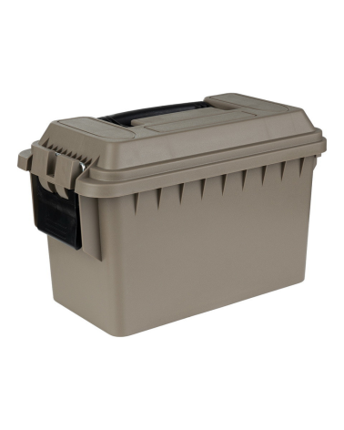 Boîte à munitions en plastique .50 Cal Fosco tan, étanche et empilable, idéale pour munitions et accessoires tactiques Boîte à munitions en plastique .50 Cal Fosco tan, étanche et empilable, idéale pour munitions et accessoires tactiques