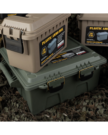 Boîte à munitions / utilitaire grande en plastique vert Fosco Industries, étanche, robuste et empilable