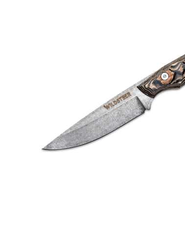 Couteau Troll Toxifié Wildsteer avec lame stonewash et manche pakkawood marron toxifié à la main,