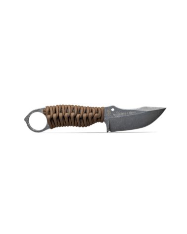 Couteau Wildsteer Karlican Paracorde Coyote avec lame stonewash, compact et robuste