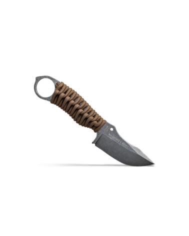 Couteau Wildsteer Karlican Paracorde Coyote avec lame stonewash, compact et robuste