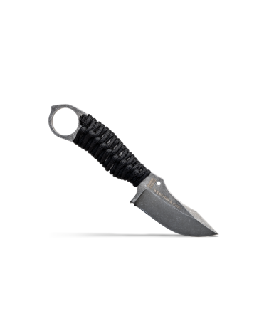 Couteau Wildsteer Karlican Paracorde Noire avec lame stonewash, compact et robuste