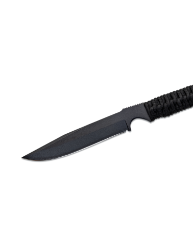 Couteau tactique Wildsteer Wild Tech 4 XL avec lame époxy noire et manche en paracorde noire