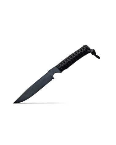 Couteau tactique Wildsteer Wild Tech 4 XL avec lame époxy noire et manche en paracorde noire