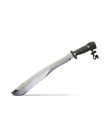 Machette Tiger kaki Wildsteer — lame brossée X46Cr13 33 cm, manche Tactiprène et étui Kydex P.TAC avec soft-loops