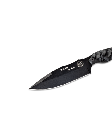 Couteau tactique Wildsteer Talim Toxifié avec lame noire anti-reflet et manche micarta toxifié noir Couteau tactique Wildsteer Talim Toxifié avec lame noire anti-reflet et manche micarta toxifié noir