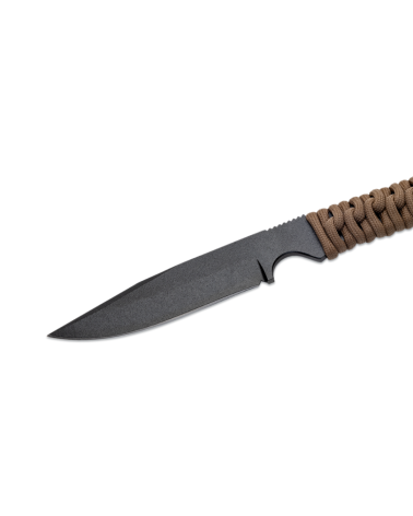 Couteau Wild Tech 4 Wildsteer avec manche en paracorde coyote et lame noire époxy, conçu avec le RAID et la DCPJ. Couteau Wild Tech 4 Wildsteer avec manche en paracorde coyote et lame noire époxy, conçu avec le RAID et la DCPJ.