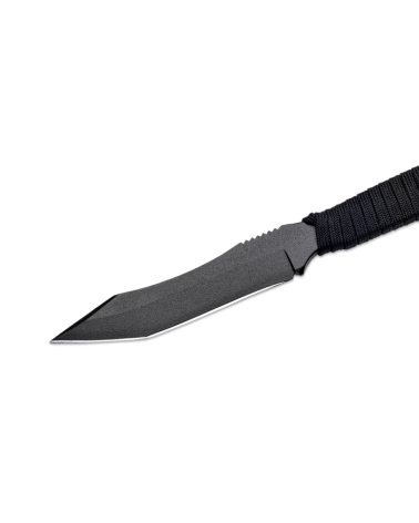 Couteau Wildsteer SCORPION avec manche en paracorde noire et lame époxy noire Couteau Wildsteer SCORPION avec manche en paracorde noire et lame époxy noire