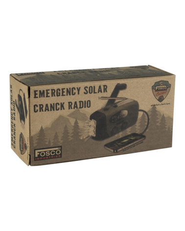 Radio d’urgence Fosco multifonction avec recharge solaire, manivelle et USB-C