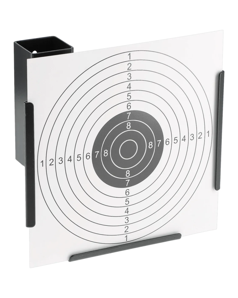 Porte cible Perfecta en métal pour cibles papier 17 x 17 cm, compatible tir air comprimé, livré avec 10 cibles papier Porte cible Perfecta en métal pour cibles papier 17 x 17 cm, compatible tir air comprimé, livré avec 10 cibles papier