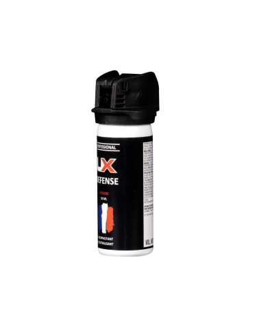 Bombe UX 50 ml gel poivre avec capot de sécurité gel OC portée 3,5 m, format compact et précis pour défense personnelle