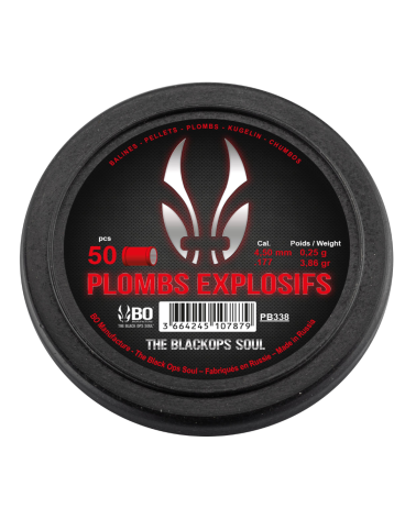 Plombs explosif plat 4,5 mm The Black Ops Soul lot de 50 — diabolo tête plate rouge provoquant un effet sonore à l’impact