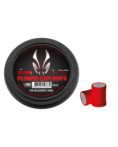 Plombs explosif plat 4,5 mm The Black Ops Soul lot de 50 — diabolo tête plate rouge provoquant un effet sonore à l’impact