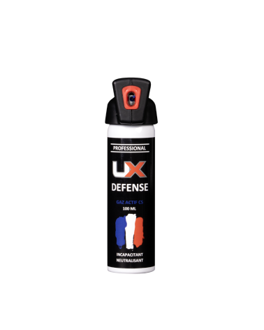 Bombe UX Performance Pro 100 ml gaz CS avec poignée NG et cran de sûreté, solution de défense professionnelle