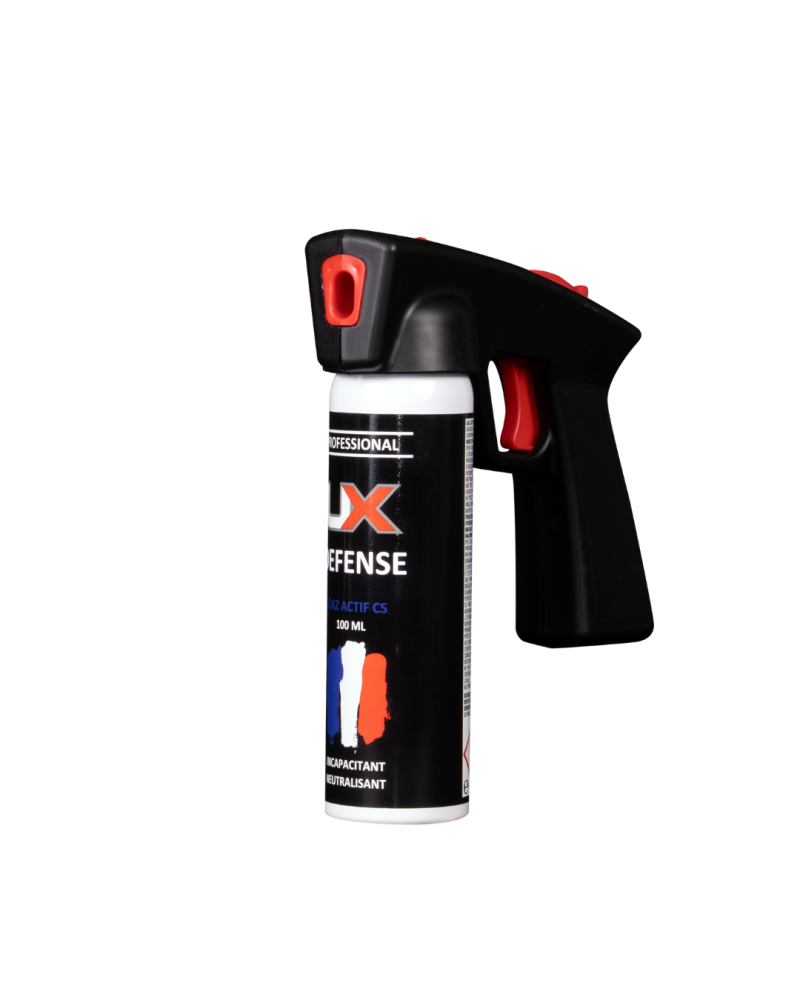 Bombe UX Performance Pro 100 ml gaz CS avec poignée NG et cran de sûreté, solution de défense professionnelle