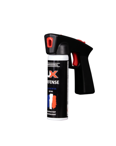 Bombe UX Performance Pro 100 ml gaz CS avec poignée NG et cran de sûreté, solution de défense professionnelle
