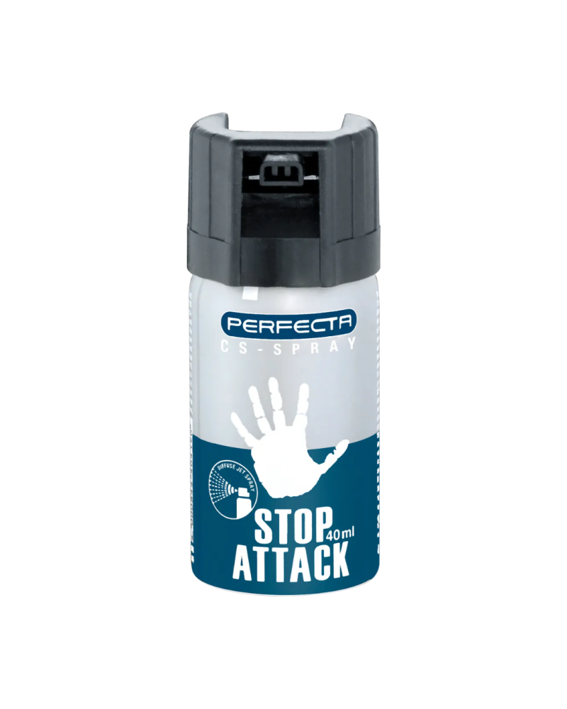 Bombe Perfecta Stop Attack 40 ml au gaz CS – Aérosol de défense personnel compact et efficace