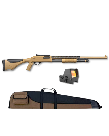 Pack SXP Xtrem Dark Earth Defender 12-76 canon rifled 61 cm avec viseur point rouge Frenzy Plus et fourreau