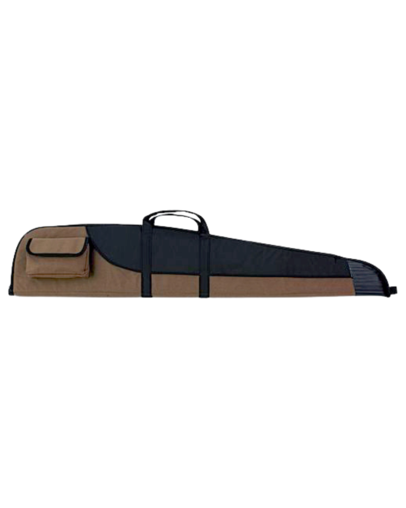 Fourreau carabine 123 cm noir et marron avec embouts renforcés, intérieur mousse, poche latérale et bandoulière réglable