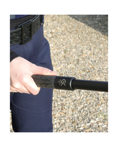 Bâton télescopique GK PRO 21 pouces en acier noir avec poignée grippée et bouton-poussoir