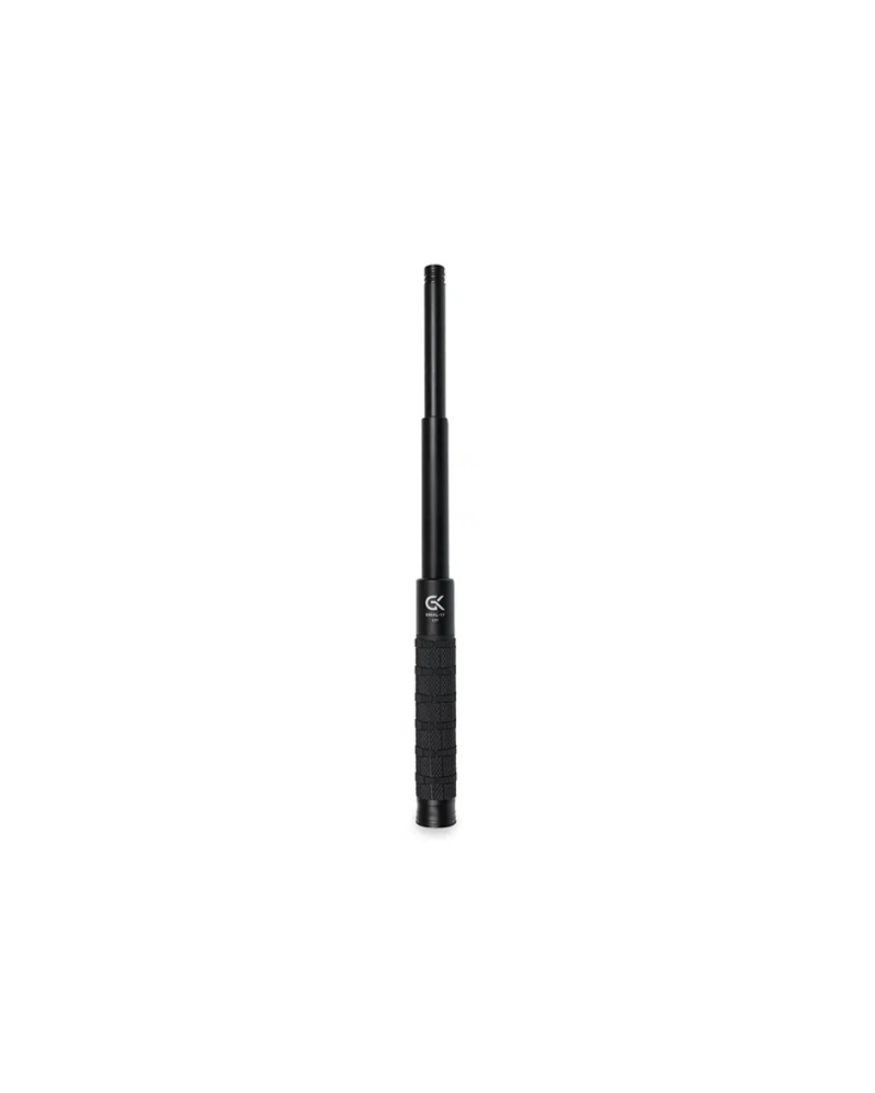 Bâton télescopique GK PRO 17 pouces en acier et aluminium noir avec bouton-poussoir