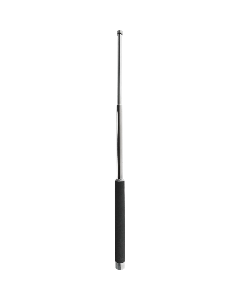Matraque télescopique WALTHER 25 pouces en acier titane noir avec poignée mousse caoutchouc et étui nylon