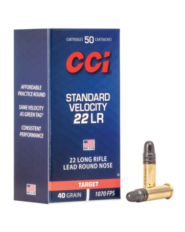Cartouches CCI Standard Velocity .22 LR 40 gr boîte 50 pièces, munitions d’entraînement fiables et économiques