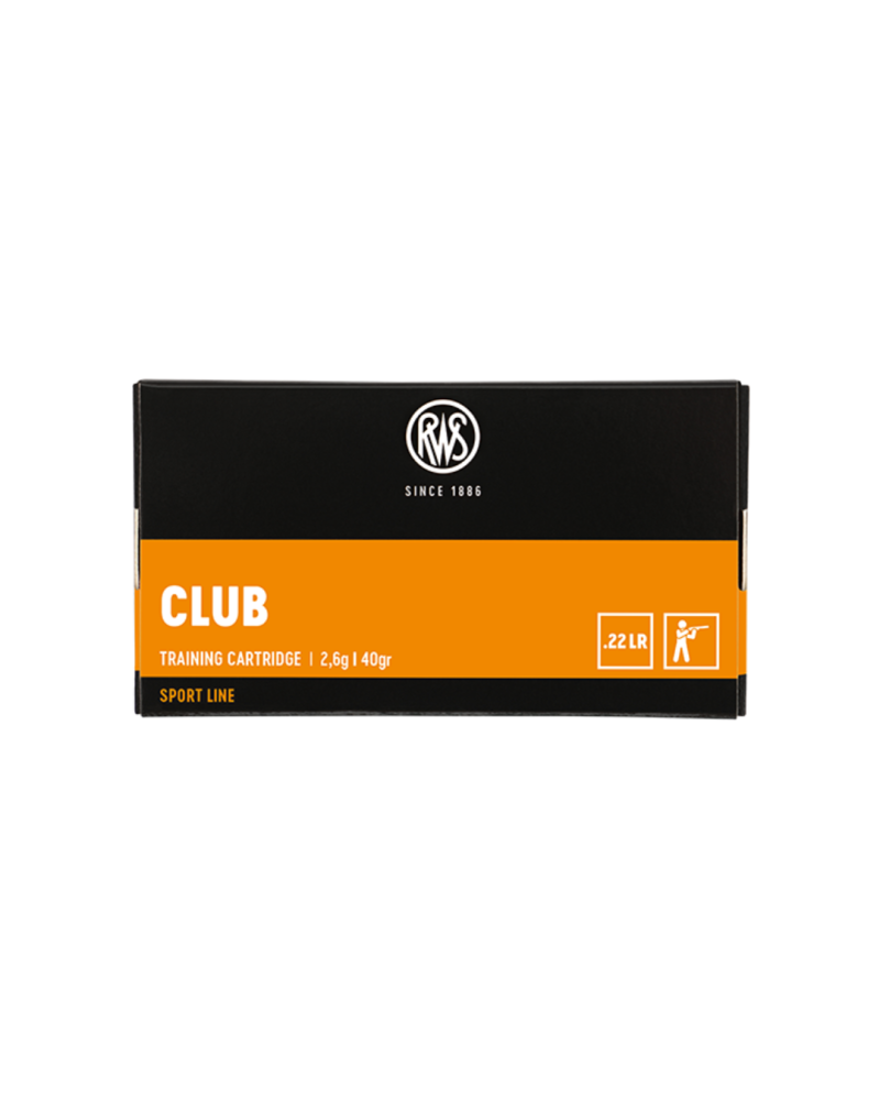 RWS .22LR CLUB 2,6 g (40 gr) boîte 50 cartouches, munitions club et entraînement, fiables et polyvalentes