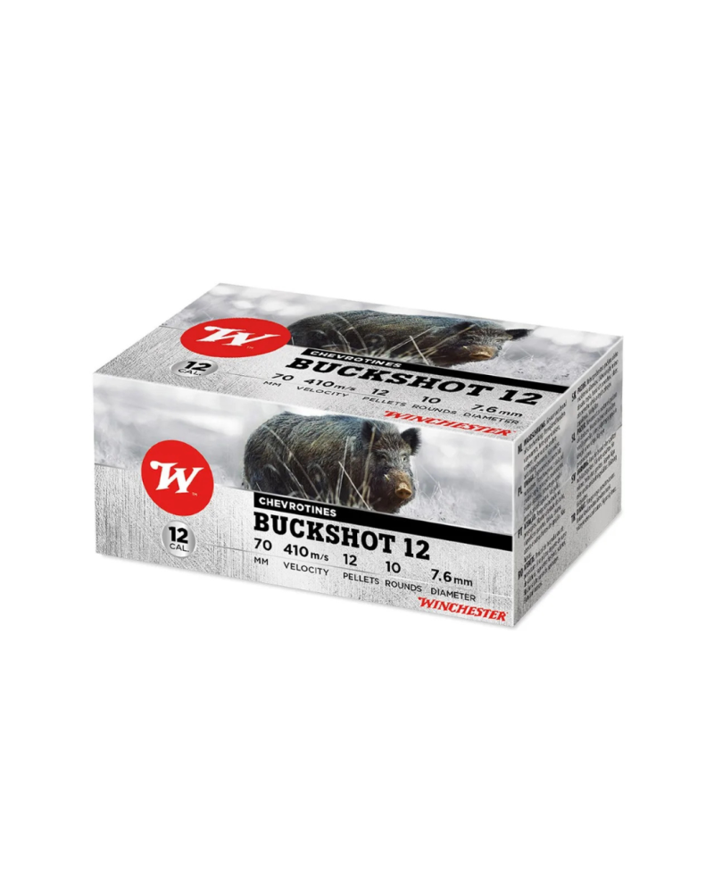 WINCHESTER Buckshot Standard 12/70 31 g charge 9×8,6 mm, bourre Bior, gerbe dense et régulière,
