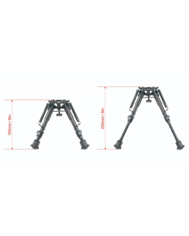 Bipied ROKSTAD 6-9" carbone réglable, léger et stable, avec adaptateur Picatinny et fixation grenadière