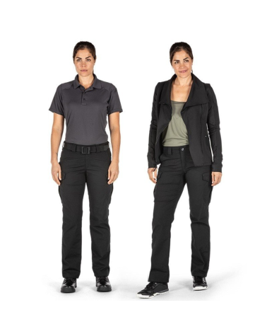 Pantalon ICON Femme Noir 5.11 Tactical en tissu ripstop Flex-Tac avec 12 poches et finition Teflon