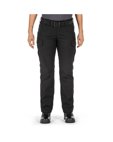 Pantalon ICON Femme Noir 5.11 Tactical en tissu ripstop Flex-Tac avec 12 poches et finition Teflon