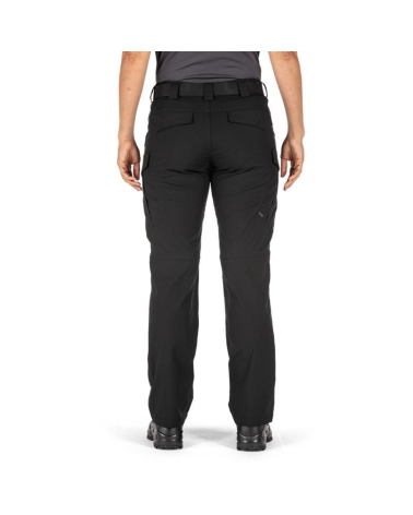 Pantalon ICON Femme Noir 5.11 Tactical en tissu ripstop Flex-Tac avec 12 poches et finition Teflon