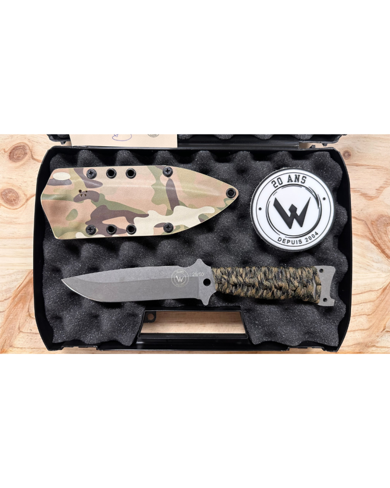 Couteau Wildsteer Tarasco Édition 20 Ans N°29/50 lame stonewash avec manche paracorde, série limitée française