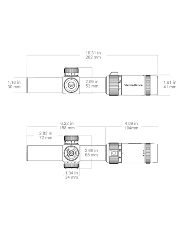 Lunette de tir Vector Optics Forester 1-5x24 SFP LPVO avec réticule G4 à fibre optique et illumination 6 niveaux