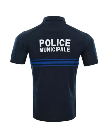 Polo ADN Tactical Operator Cool Max Police Municipale bleu marine avec poches zippées et velcros pour insignes