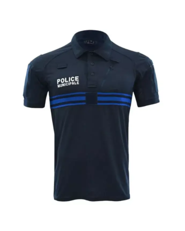 Polo ADN Tactical Operator Cool Max Police Municipale bleu marine avec poches zippées et velcros pour insignes