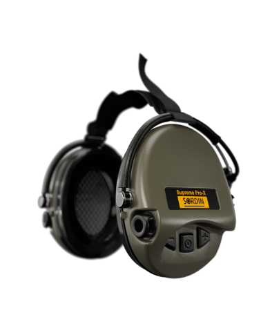 Casque Supreme Pro X Vert Olive MSA Sordin — casque antibruit électronique étanche IP67, technologie SordinHEAR2