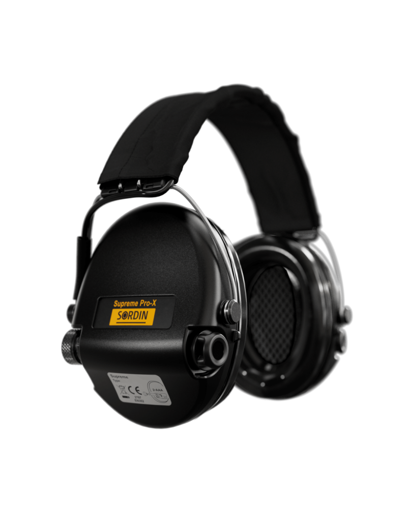 Casque Supreme Pro X Noir Tissu MSA Sordin — casque antibruit électronique IP67, technologie SordinHEAR2, 4 profils audio