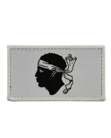 Patch tactique Drapeau Corse blanc Reapers Armement  patch tissé 5x8 cm avec dos velcro
