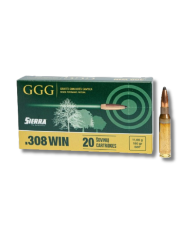 Boîte de 20 cartouches .308WIN 180gr SBT GGG munition pour tireurs sportifs confirmés